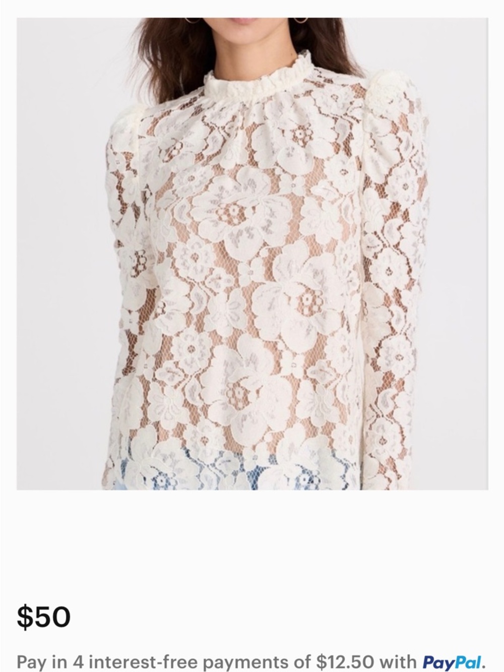 Wayf Ivory Floral Lace Long-Sleeve Top With Nude Cami